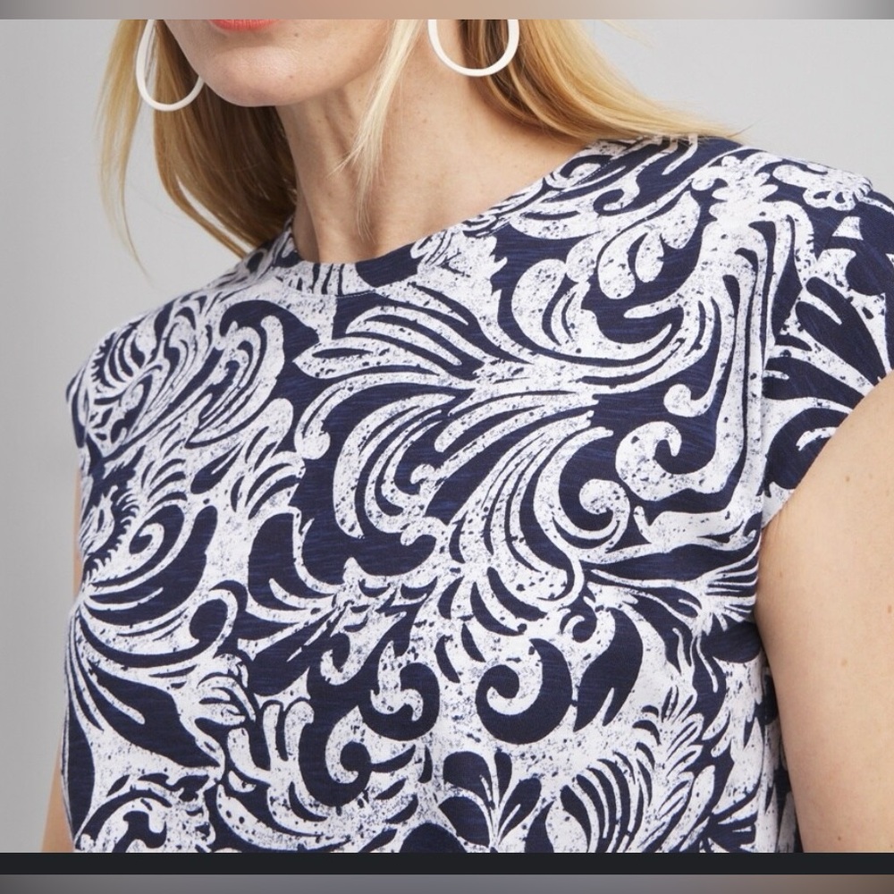 CHICO’S Paisley Cap Sleeve Tee Women’s Sz 4(XXL) - Picture 2 of 11